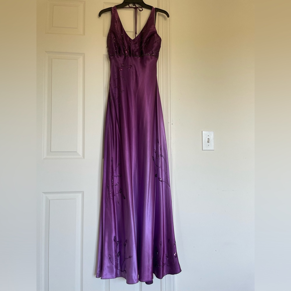 Purple sequins evening gown